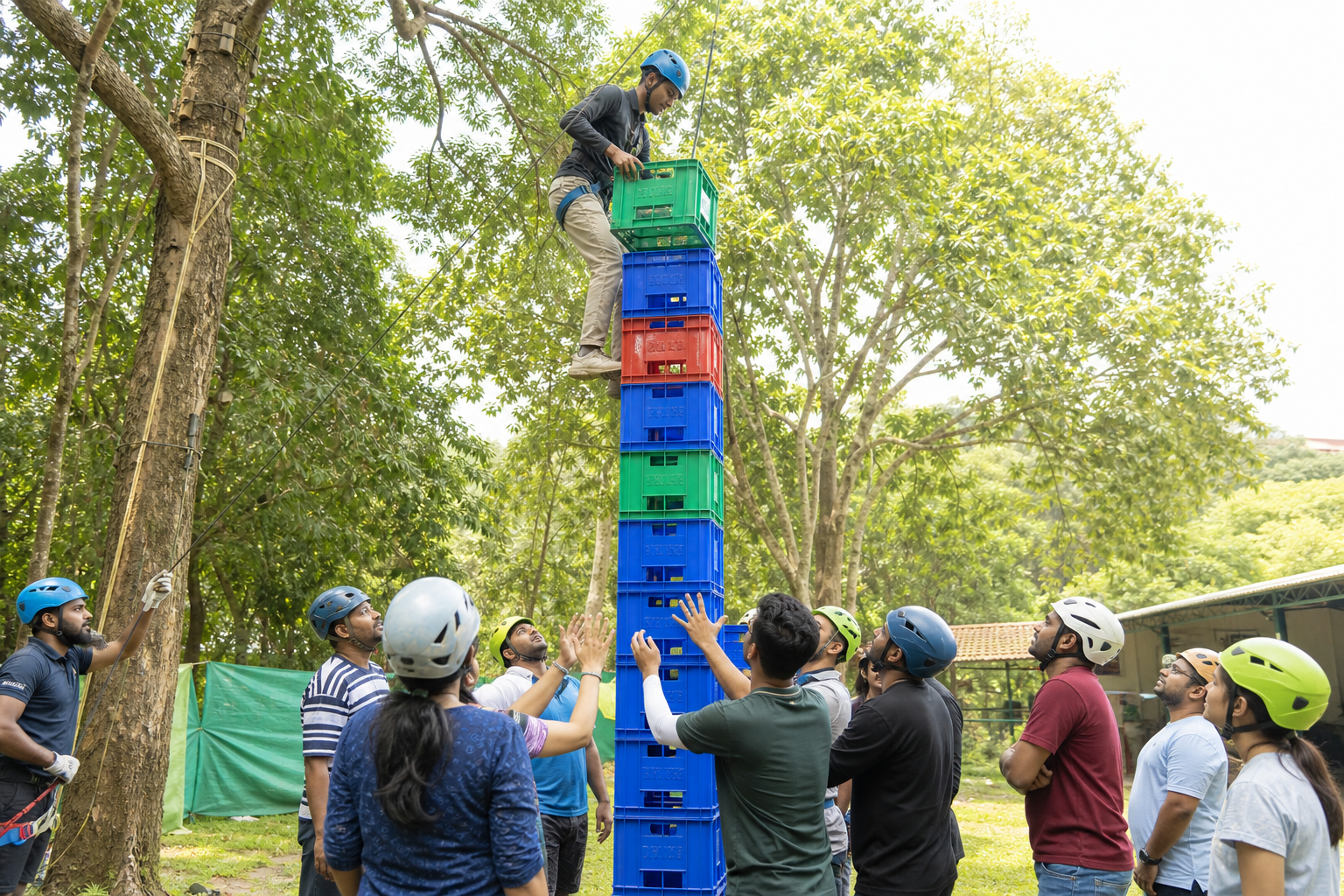 Crate Stacking Challenge team building activity